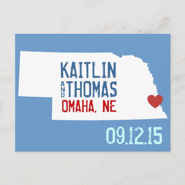 Save the Date - Customizable - Nebraska Announcement Postcard (Front)