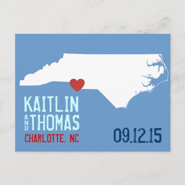 Save the Date - Customizable - North Carolina Announcement Postcard (Front)