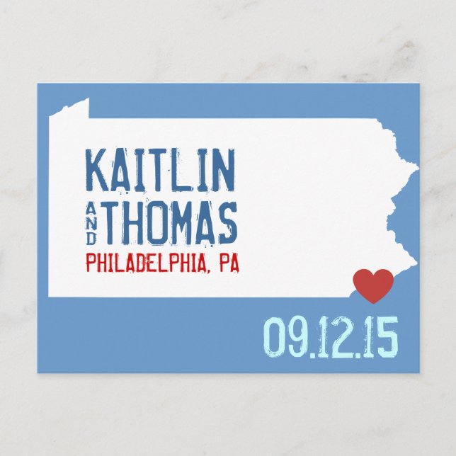 Save the Date - Customizable - Pennsylvania Announcement Postcard (Front)