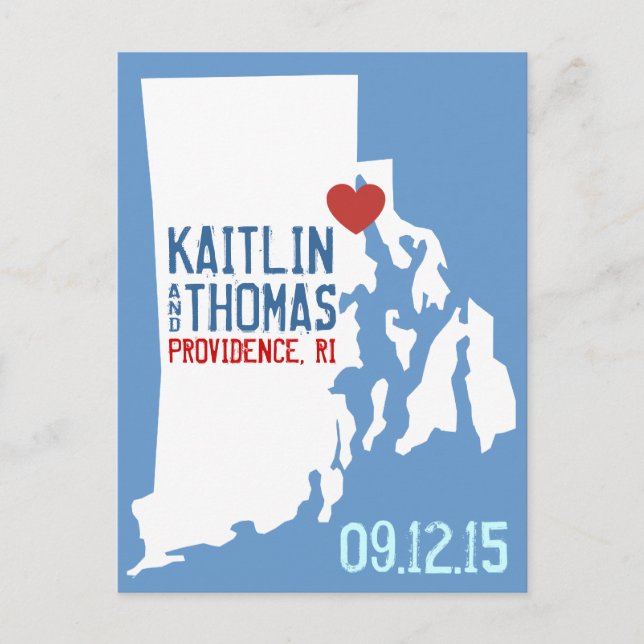 Save the Date - Customizable - Rhode Island Announcement Postcard (Front)