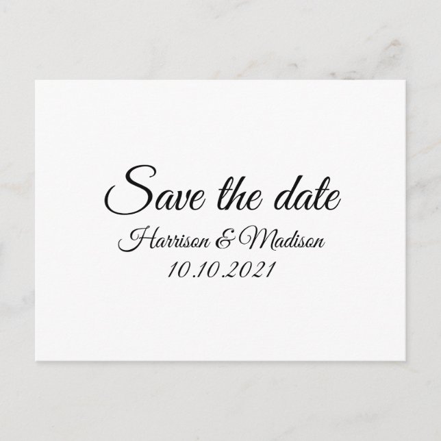 Save the Date, customize text Wedding Announcement Postcard (Front)