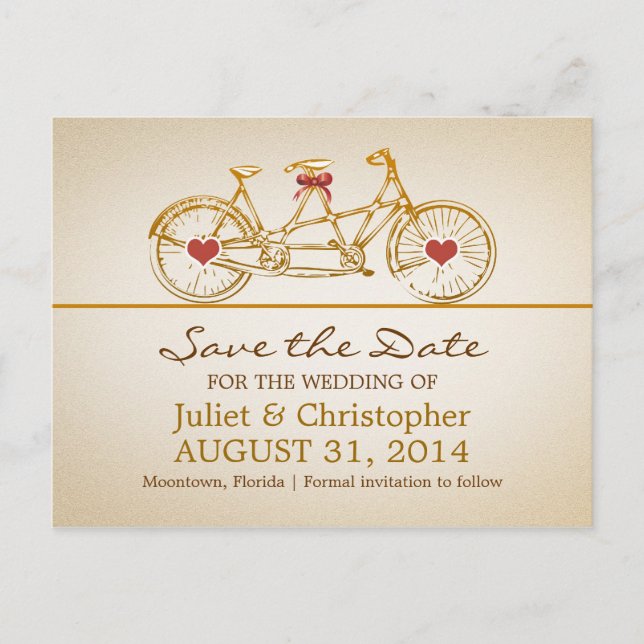 save the date cute bicycle postcards (Front)