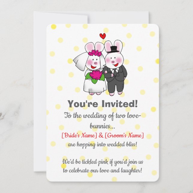 Save The Date Cute Bunny Couple Mariage invite (Devant)