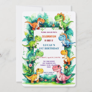 Save The Date Cute DIno fleur sauvage Dinosaures 1er anniversair