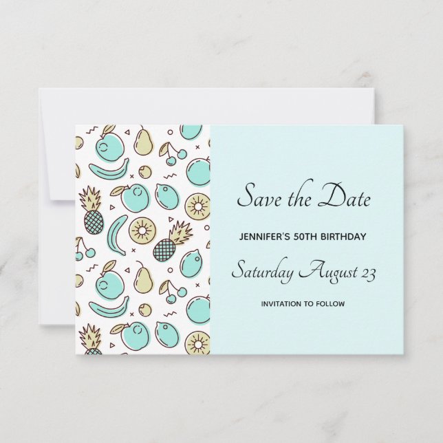 Save The Date Cute Fruit Motif Summery Thème (Devant)