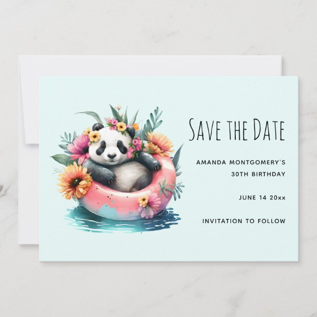 Save The Date Cute Panda Chilling dans un tube intérieur (Devant)