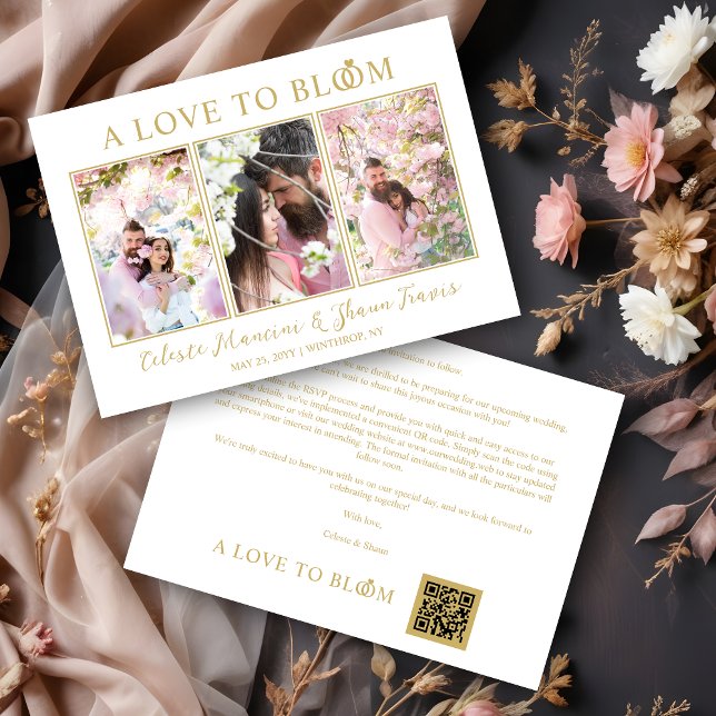 Save The Date Cute Wedding Rings Luxurious 3 Multi Photos (Cute Wedding Rings Luxurious 3 Multi Photos in Fake Gold Save the Date Card with Envelope,)