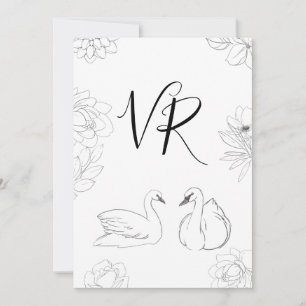 Save The Date Cygne esquissé et économies florales la date