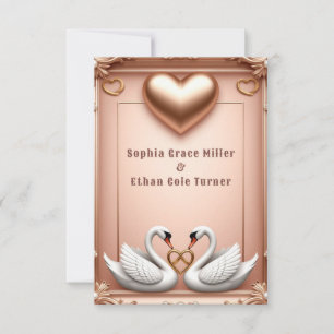 Save The Date 💍 Cygnes en or rose Décoration de mariage 💍