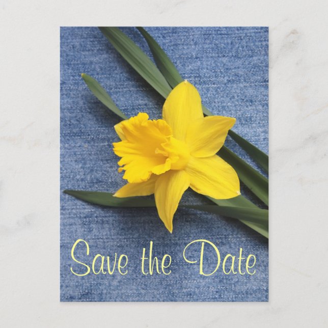 Save the Date Daffodil & Denim Postcard (Front)