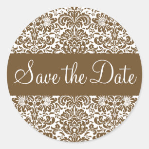 Save the Date Damask Envelope Sticker Seal