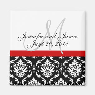 Save the Date Damask Monogram Wedding Magnet