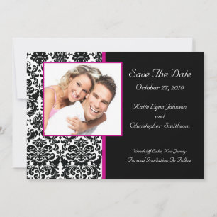 Save The Date Damask Photo Enregistrer La Date HOT PINK Faire-pa