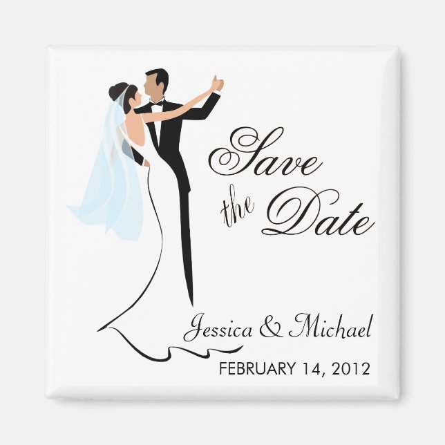 Save the Date  - Dancing Bride and Groom Magnet (Front)