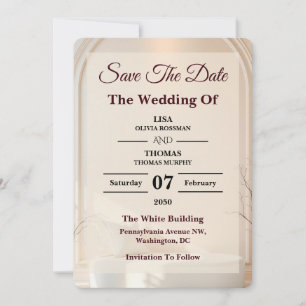 Save The Date Danseur de Nuage d'Ivoire Luxe Mariage Sauvegarder