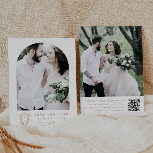 Save The Date DAPHNE Botanique Or Blanc Élégant Mariage élégant