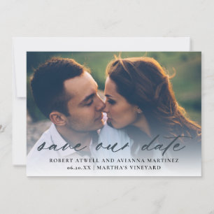 Save The Date Dark Charcoal Grey Texte Mariage photo
