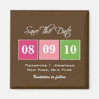 Save The Date: Date Blocks - Fuchsia Green