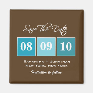 Save The Date: Date Blocks - Turquoise Magnet