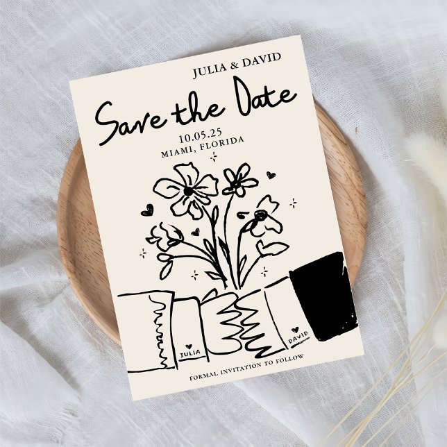 Save The Date Date de mariage à conserver florale dessinée à la  (Créateur téléchargé)