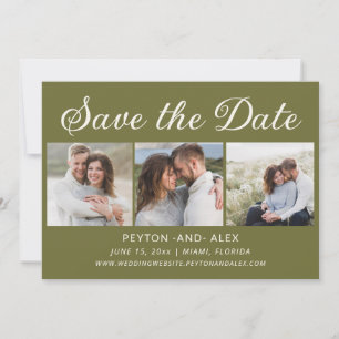 Save The Date Date de sauvegarde du Mariage vert à 2 faces 4 pho