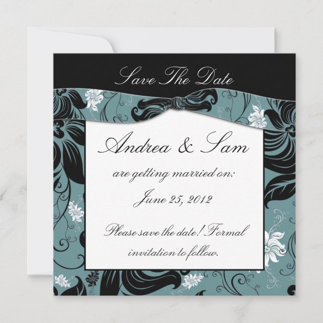 Save The Date Date de sauvegarde Teal noir et blanc (Devant)