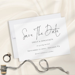 Save The Date Date d'enregistrement minimaliste noir et blanc en