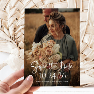 Save The Date Date élégante Deux photos et un Mariage de code