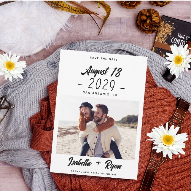 Save The Date Date Manuscrit & Photo de Mariage Personnalisée (Créateur téléchargé)