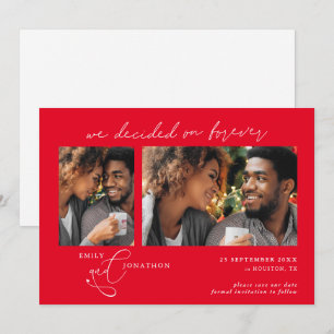 Save The Date Décidé sur Forever Script 2 photos Rouge Blanc