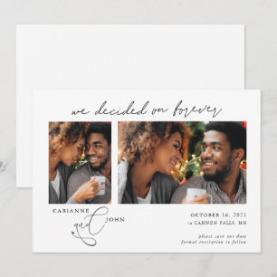 Save The Date Décidé sur Forever Script 2 photos Texte noir Enre
