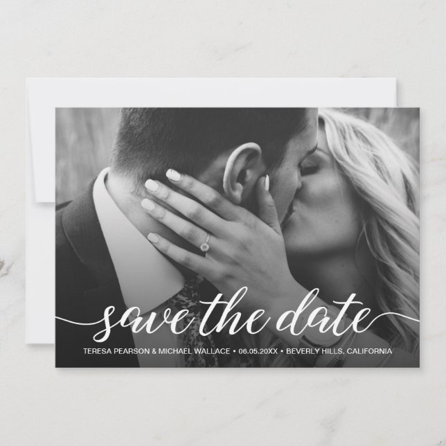 Save The Date Découpe De Script Moderne Enregistrer La Photo De  (Devant)