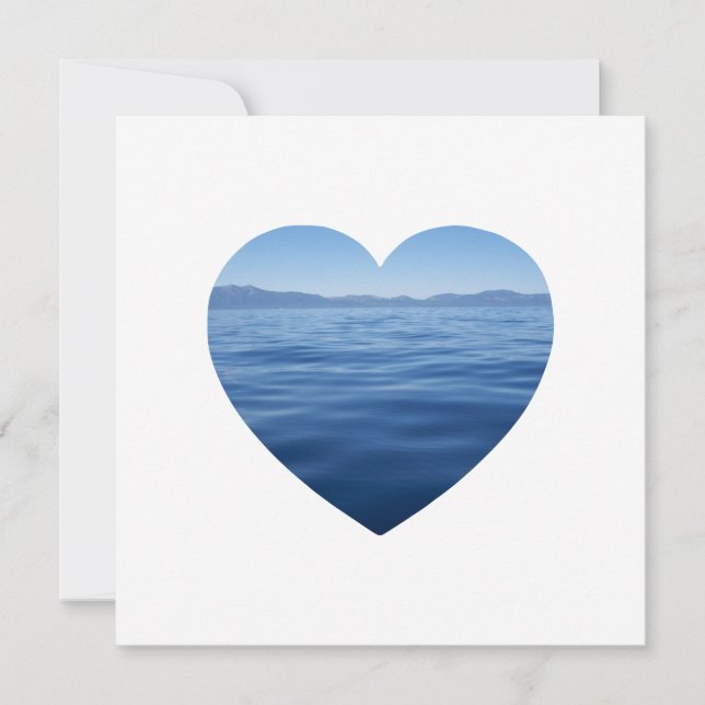 Save The Date Deep Blue Lake Tahoe Heart Photo Enregistrer la da (Devant)