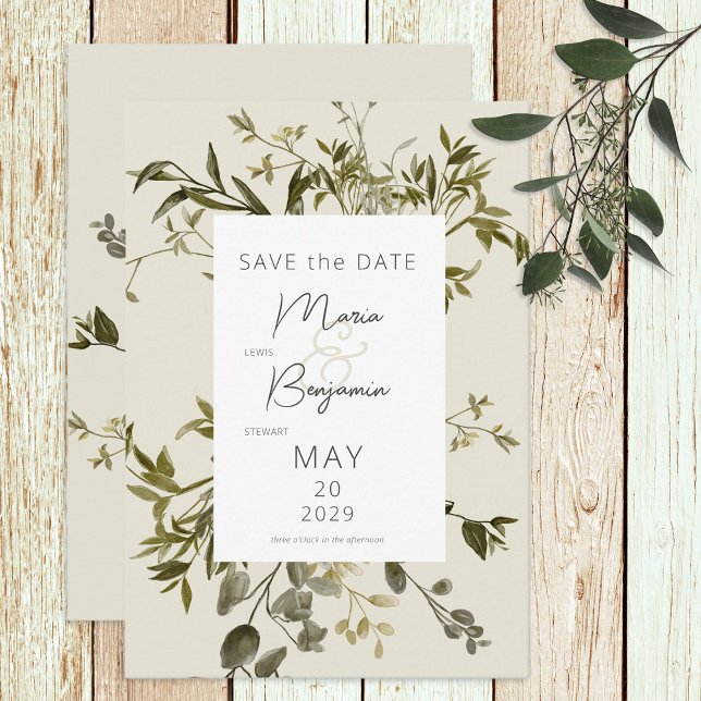 Save The Date Délicat Boho Mariage de verdure (Créateur téléchargé)