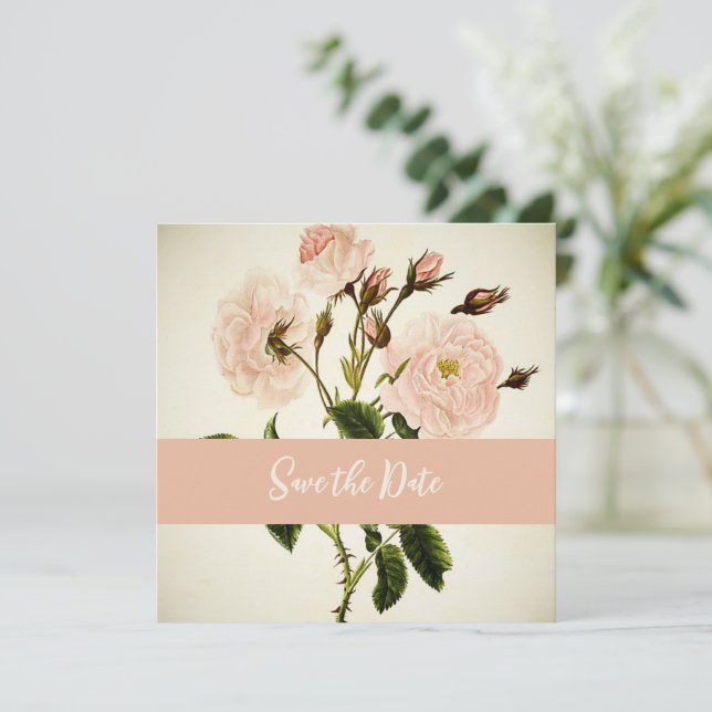 Save The Date Délicat Floral Vintage Enregistrer La Date (Debout devant)