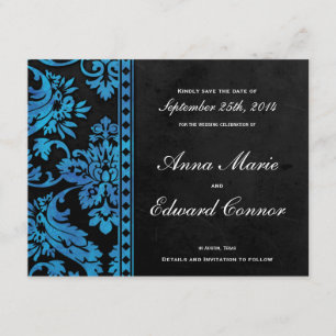 Save The Date Dentelle en damas Vintage bleu Enregistrer la date