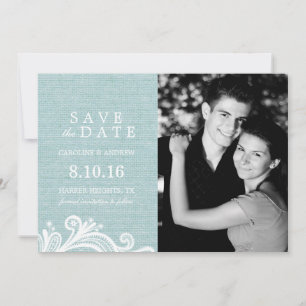 Save The Date Dentelle et Burlap Photo Enregistrer la date