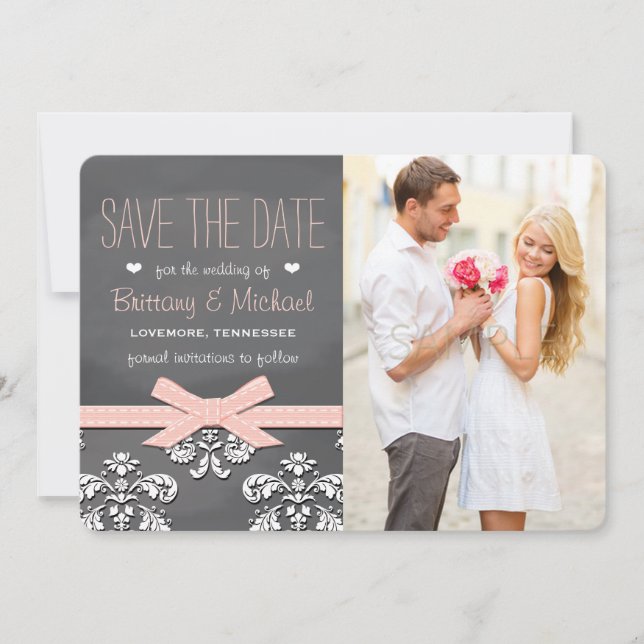 Save The Date Dentelle et corbeille du tableau de bord blanc Enr (Devant)