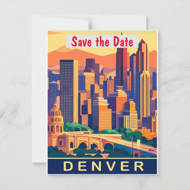 Save The Date Denver, City Skyline, Colorado (Devant)