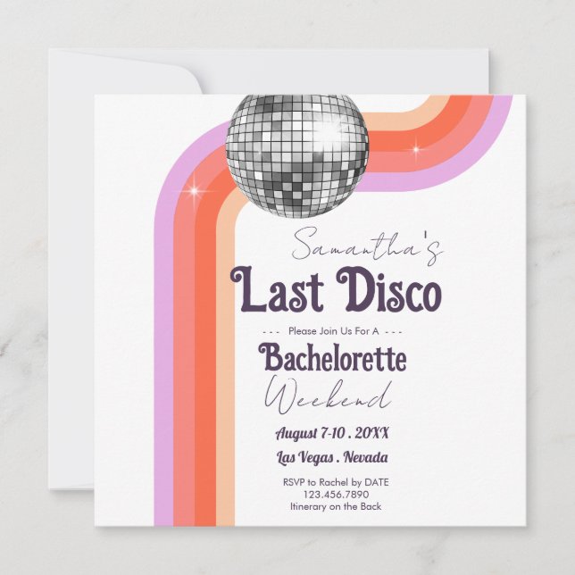 Save The Date Dernière fête de disco pour célibataire rétro  (Devant)