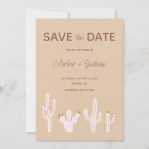 Save The Date Desert cactus boho destination ouest