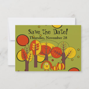 Save The Date Design d'action de grâces rétro rouge, jaune et ve