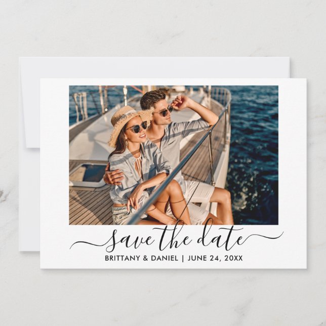 Save The Date Design moderne Calligraphie Script photo (Devant)