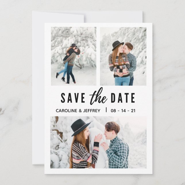Save The Date design moderne multi photo enregistrer la date (Devant)