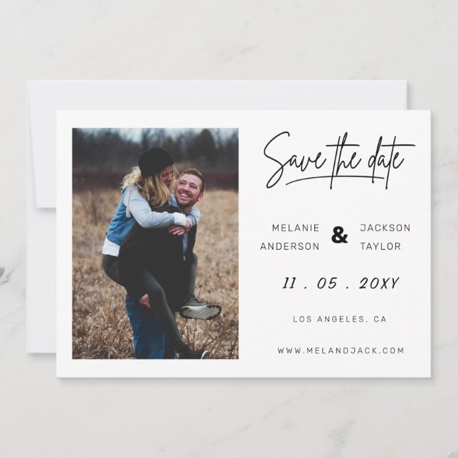 Save The Date Design moderne Simple Classy Photo manuscrite (Devant)