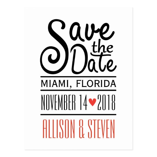 Save the Date design. Postcard