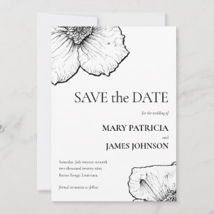 Save The Date Dessin au trait de clématite Formel Floral Moderne