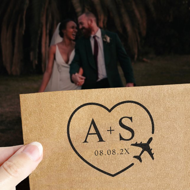 Save the Date Destination Airplane Travel Wedding Self-inking Stamp (Creator Uploaded)