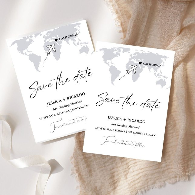 Save The Date Destination de mariage poussiéreux bleu Enregistre (Créateur téléchargé)