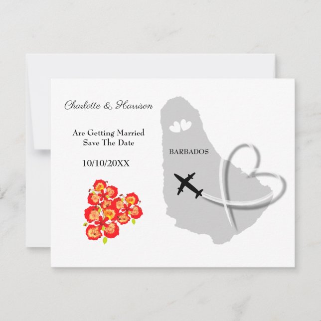 Save The Date Destination Mariage Barbade Enregistrer la date (Devant)